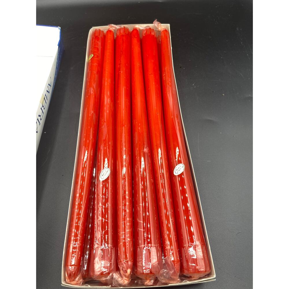 vintage Lot of 12 Ambria Tapered red candles made in Hong Kong NEW In packaging - Picture 2 of 7